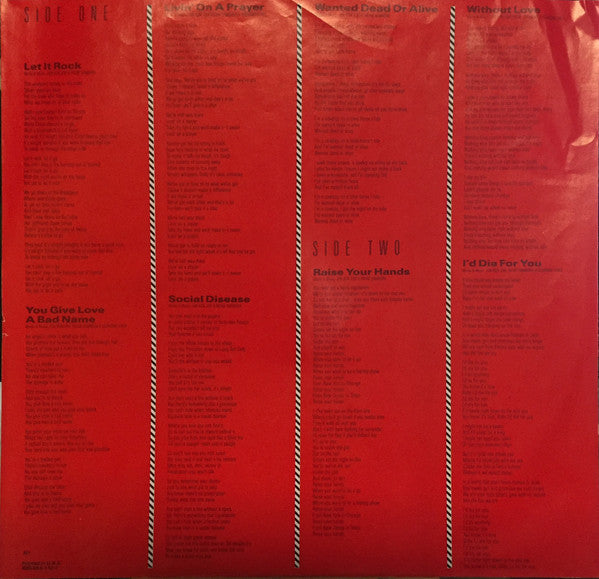 Bon Jovi : Slippery When Wet (LP, Album, 49 )