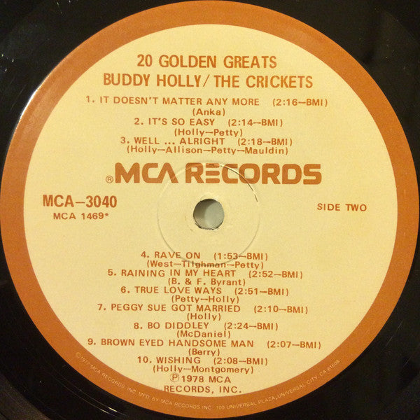 Buddy Holly / The Crickets (2) : 20 Golden Greats (LP, Comp)