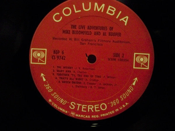 Mike Bloomfield And Al Kooper : The Live Adventures Of Mike Bloomfield And Al Kooper (2xLP, Album, Pit)
