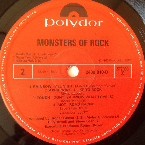Various : Monsters Of Rock (LP, Comp)