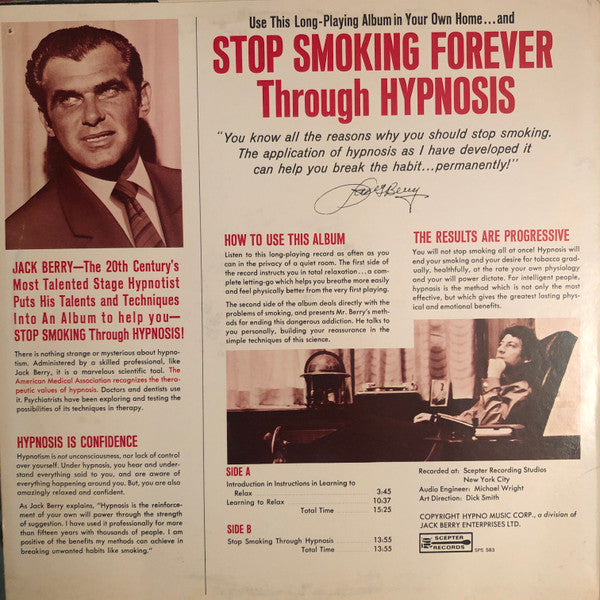 Jack Berry (10) : You Can Stop Smoking Through Hypnosis (LP, Mono)