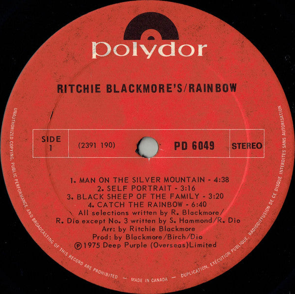 Rainbow : Ritchie Blackmore's Rainbow (LP, Album, Gat)