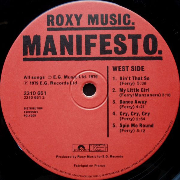 Roxy Music : Manifesto (LP, Album)