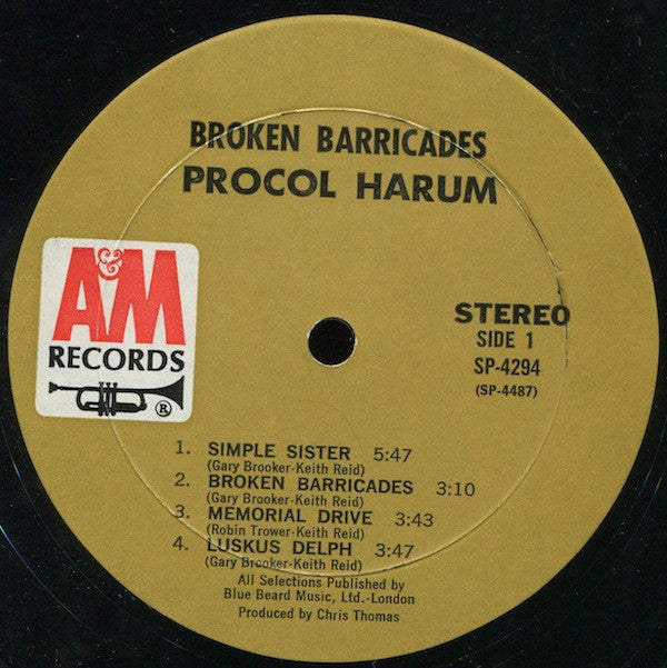 Procol Harum : Broken Barricades (LP, Album, Mon)