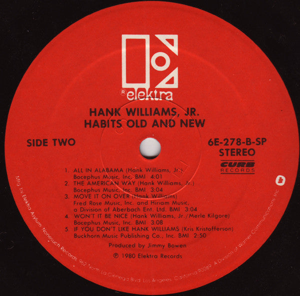 Hank Williams Jr. : Habits Old And New (LP, Album, SP)