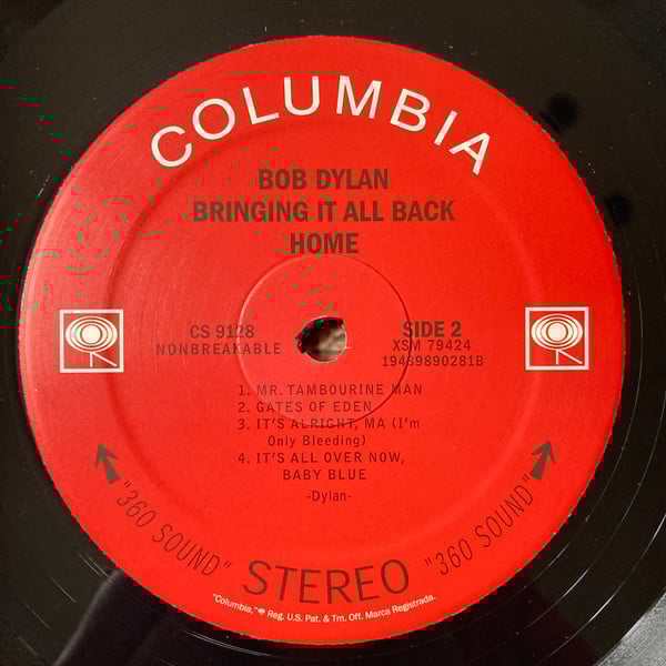 Bob Dylan : Bringing It All Back Home (LP, Album, RE)