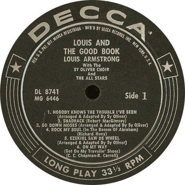 Louis Armstrong And The All Stars* With The Sy Oliver Choir : Louis And The Good Book (LP, Album, Mono)