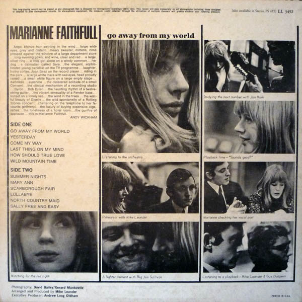Marianne Faithfull : Go Away From My World (LP, Album, Mono)