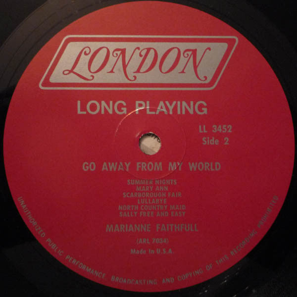 Marianne Faithfull : Go Away From My World (LP, Album, Mono)