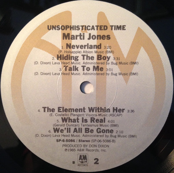 Marti Jones : Unsophisticated Time (LP, Album)
