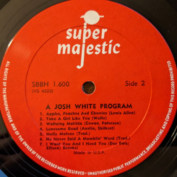 Josh White : A Josh White Program (LP, Album, RE)