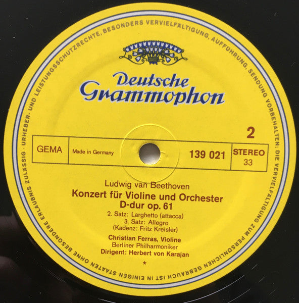 Beethoven*, Christian Ferras, Herbert von Karajan, Berliner Philharmoniker : Violinkonzert D-Dur (LP, RE, RP)