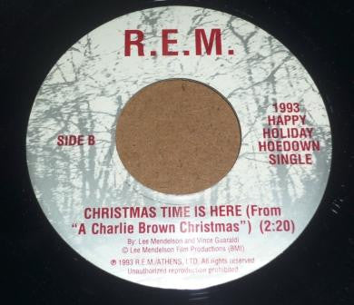 R.E.M. : 1993 Happy Holiday Hoedown Single (7", Single, Num, Red)
