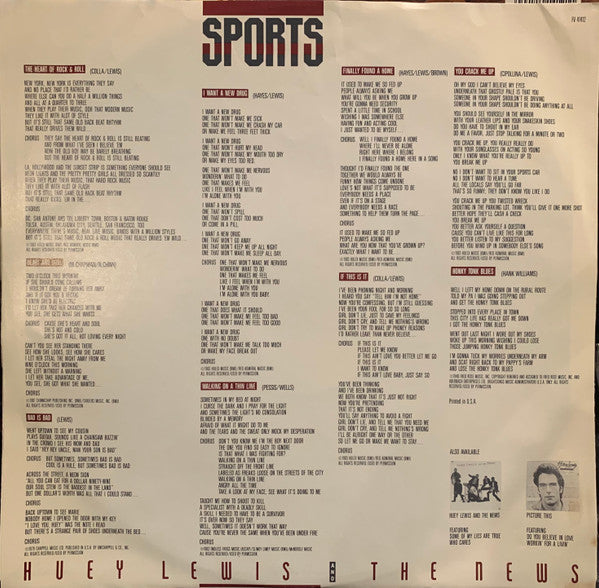 Huey Lewis And The News* : Sports (LP, Album, Pit)