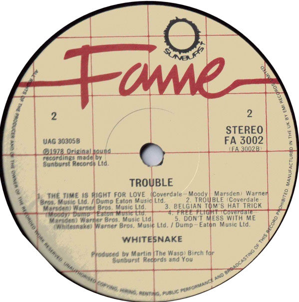 Whitesnake : Trouble (LP, Album, RE)