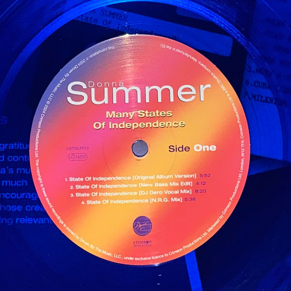 Donna Summer : Many States Of Independence (12", Maxi, RSD, Blu)