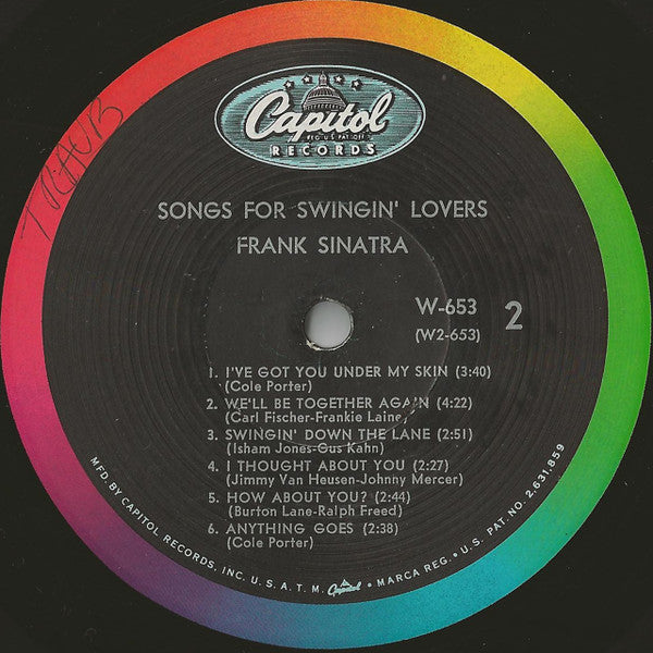 Frank Sinatra : Songs For Swingin' Lovers (LP, Album, Mono, RE, Scr)