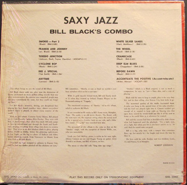 Bill Black's Combo : Saxy Jazz (LP, Album, RP, Thi)