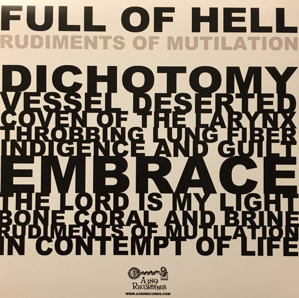 Full Of Hell : Rudiments Of Mutilation (12", Album, Whi)
