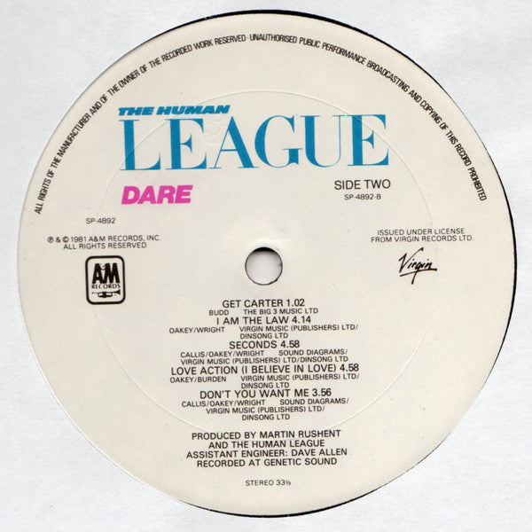 The Human League : Dare (LP, Album, Mon)