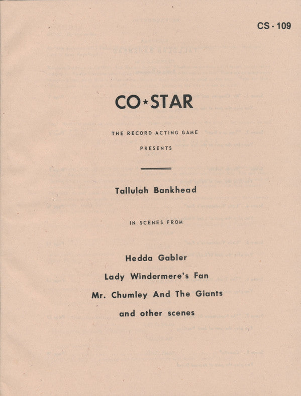 Tallulah Bankhead : The Record Acting Game (LP, Album)