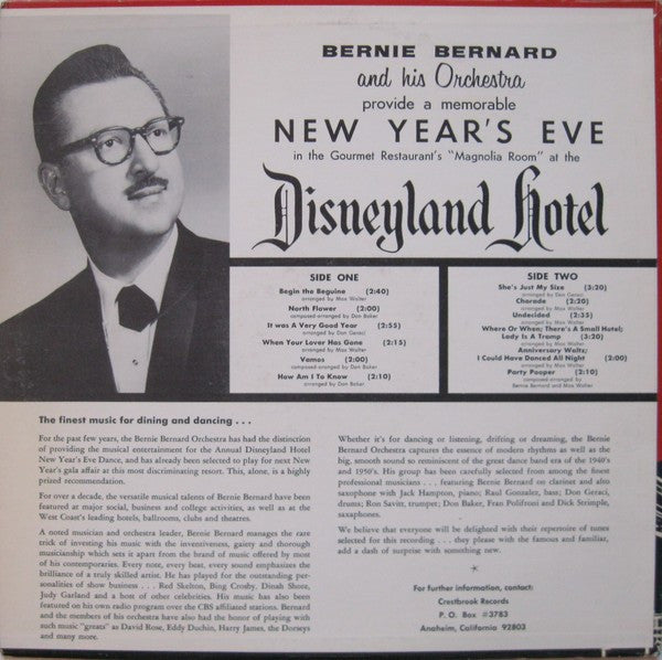 Bernie Bernard And His Orchestra : New Year's Eve At The Fabulous Disneyland Hotel (LP)