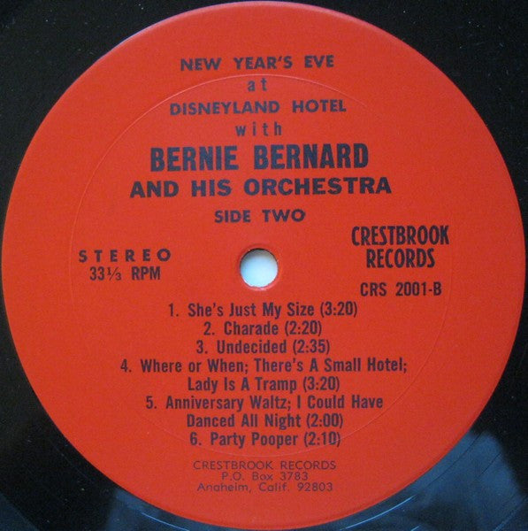 Bernie Bernard And His Orchestra : New Year's Eve At The Fabulous Disneyland Hotel (LP)