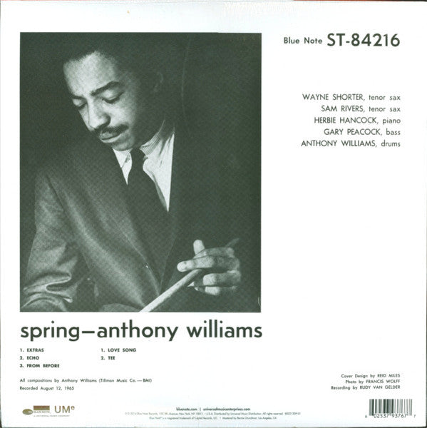 Anthony Williams : Spring (LP, Album, RE)