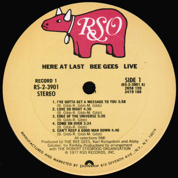 Bee Gees : Here At Last...Bee Gees...Live (2xLP, Album, Pit)