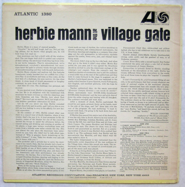 Herbie Mann : Herbie Mann At The Village Gate (LP, Album, RE, Pre)