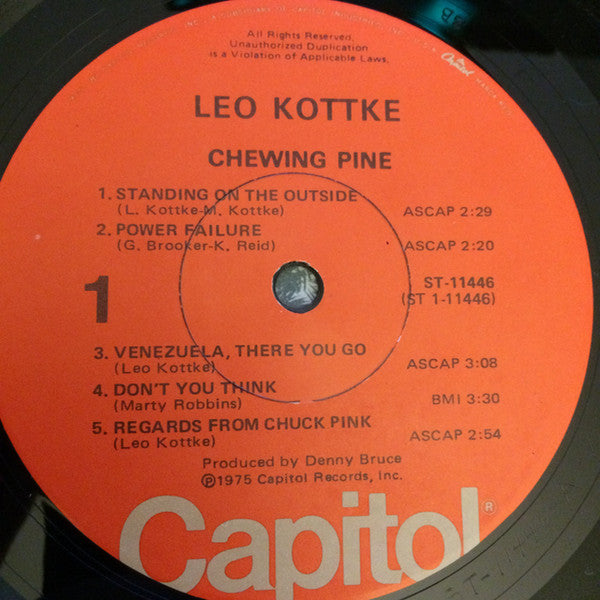Leo Kottke : Chewing Pine (LP, Album, Win)