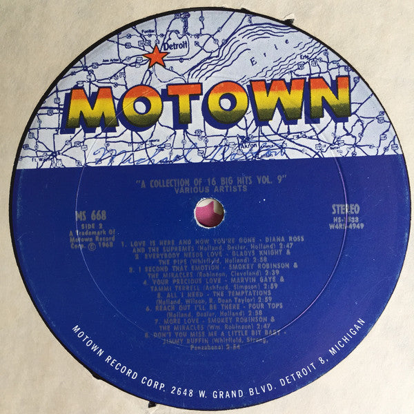 Various : The Motown Sound (A Collection Of 16 Original Hits Vol. 9) (LP, Comp)