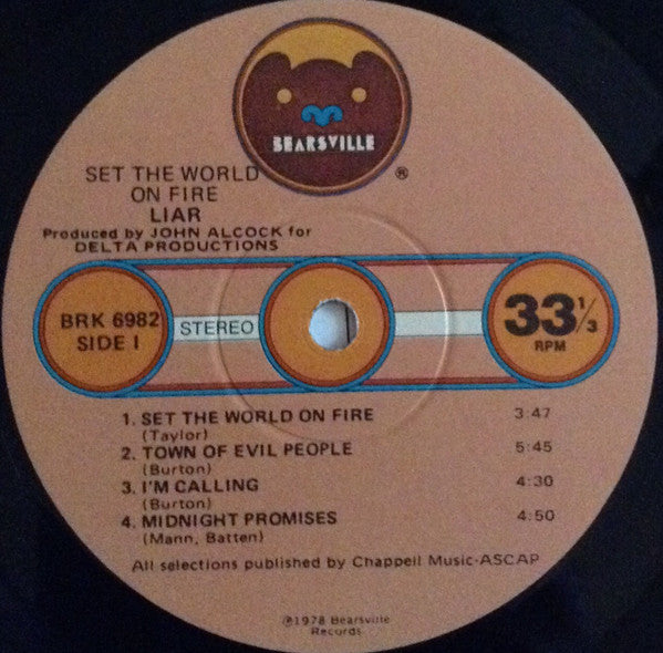 Liar (3) : Set The World On Fire (LP, Album)