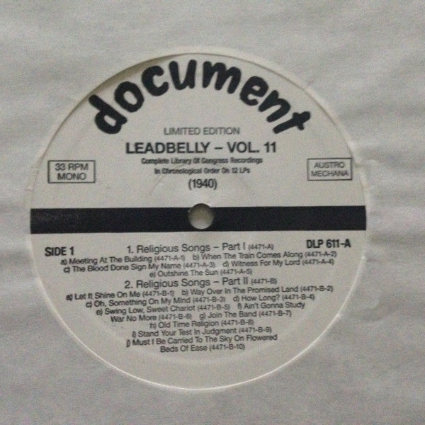 Leadbelly : Vol. 11 1940 (Complete Library Of Congress Recordings In Chronological Order On 12 LPs) (LP, Comp, Mono, Ltd, RM)