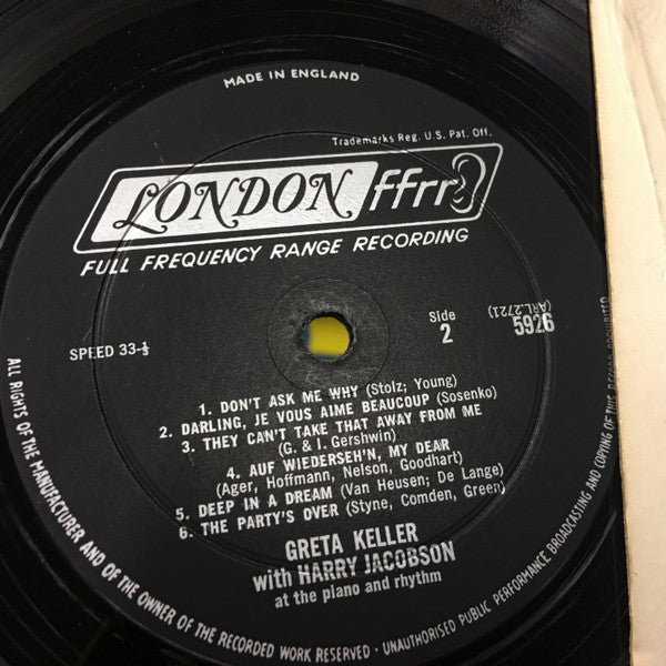 Greta Keller, Harry Jacobson : Greta Keller (LP, Mono)