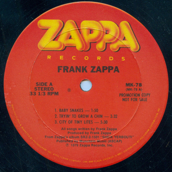 Frank Zappa : "Sheik Yerbouti" 'Clean Cuts' (12", Promo)
