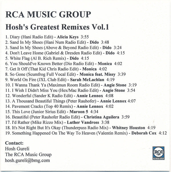 Various : Hosh's Greatest Remixes Vol.1 (CDr, Comp, Promo)