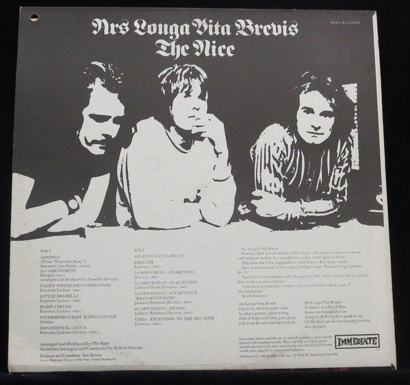 The Nice : Ars Longa Vita Brevis (LP, Album, Pit)