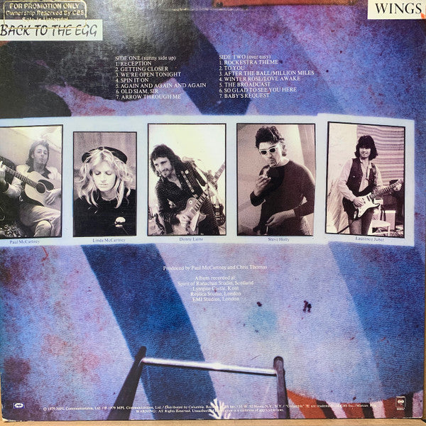 Wings (2) : Back To The Egg (LP, Album, Promo)