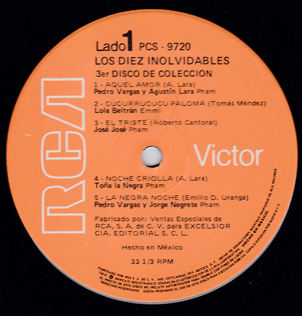 Various : Los Diez Inolvidables (LP, Comp)