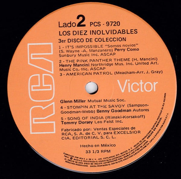 Various : Los Diez Inolvidables (LP, Comp)
