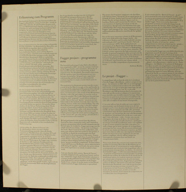 Gregor Aichinger, Constantino Ferrabosco, Hans Leo Haßler und Jakob Hassler, Orazio Vecchi, Jacopo Peeters - The Consort Of Musicke • Emma Kirkby • Anthony Rooley : All' Illustrissimi Signori Fuccari, II (Musik Aus Der Zeit Von 1573-1603) (LP)