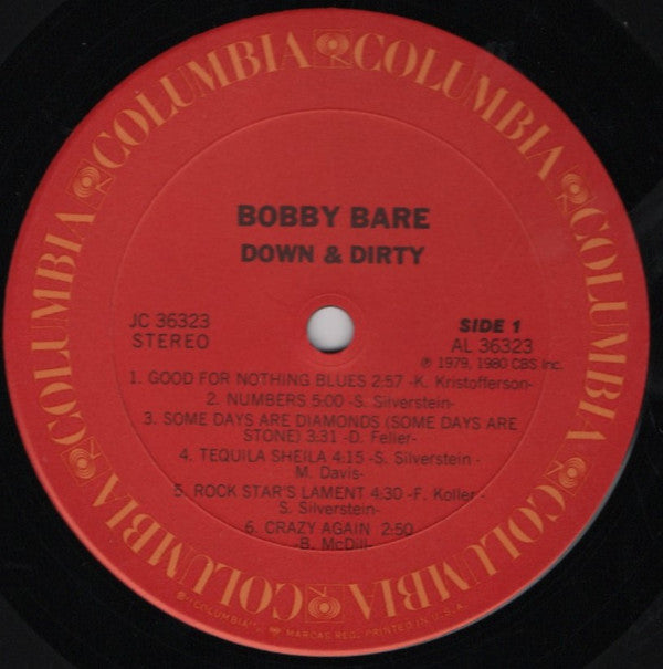 Bobby Bare : Down & Dirty (LP, Album, Pit)