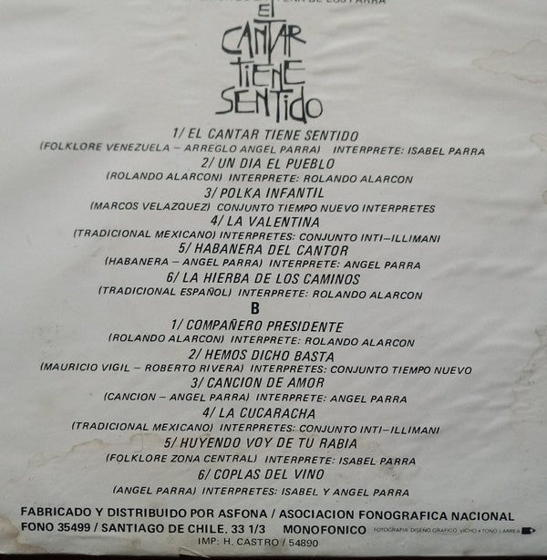 Various : El Cantar Tiene Sentido (LP, Comp, Mono)