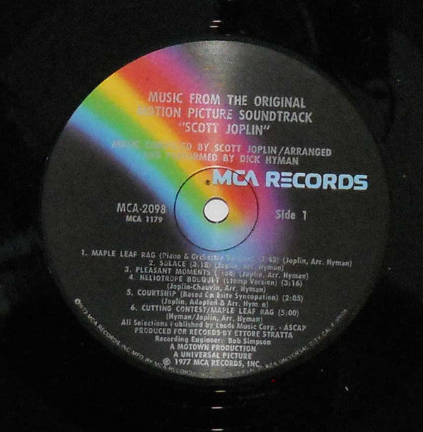 Dick Hyman : Scott Joplin - Original Motion Picture Soundtrack (LP, Album, Glo)