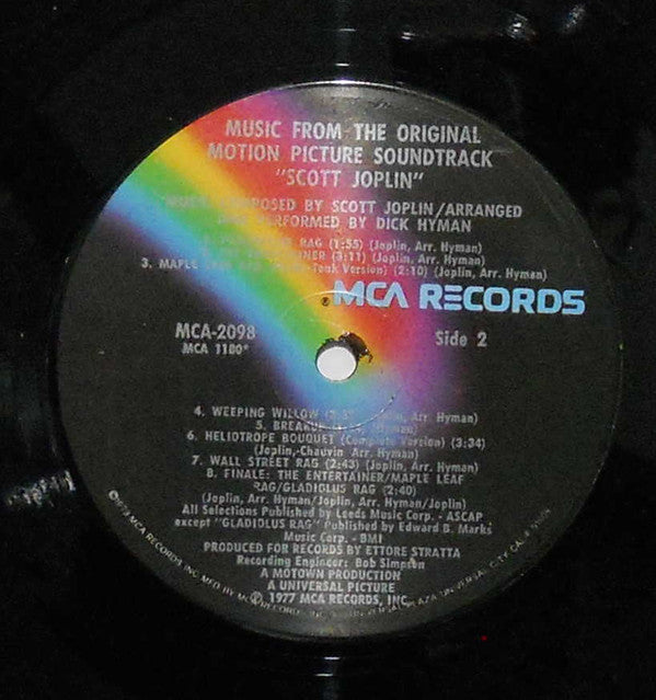 Dick Hyman : Scott Joplin - Original Motion Picture Soundtrack (LP, Album, Glo)