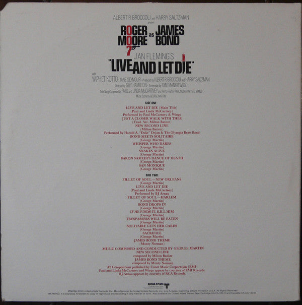 Various : Live And Let Die (Original Motion Picture Soundtrack) (LP, Album)