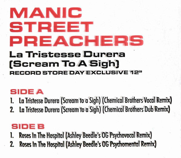 Manic Street Preachers : Done & Dusted (12", RSD, Single)