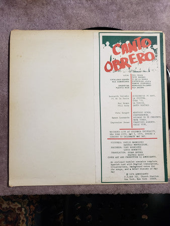 Various : Canto Obrero (LP, Album)