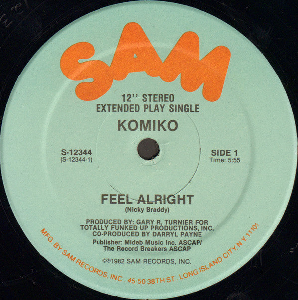 Komiko : Feel Alright (12", Single, Hau)